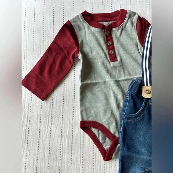 Cat & Jack baby Onesie with Jean Suspenders - Picture 2 of 8